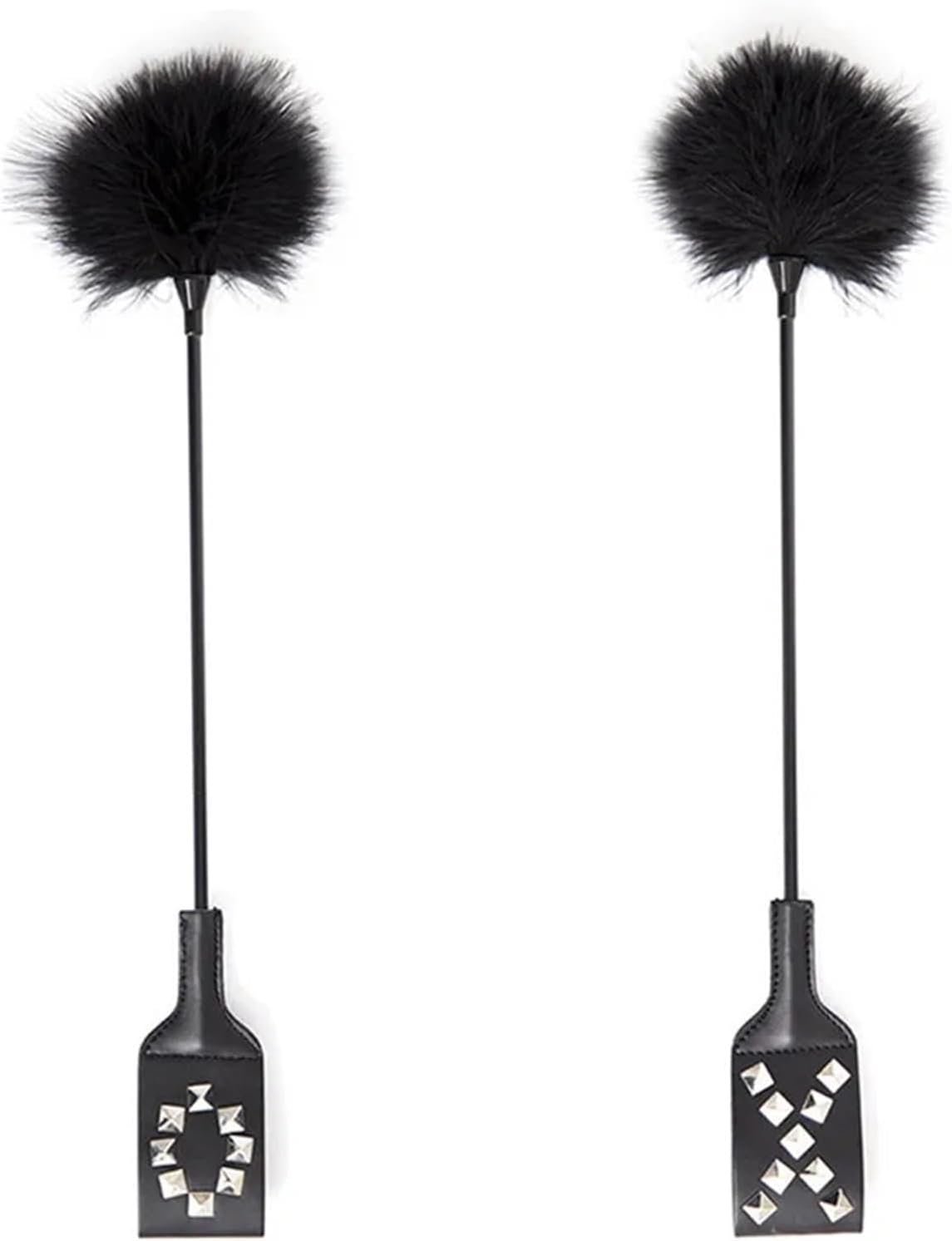 Adults Fetish Sex Toys for Woman Soft Feather Tickler Naughty BDSM Bondage Fancy Dress Sex Whip Flirting Spanking Paddle Flogger, Black - Image 2