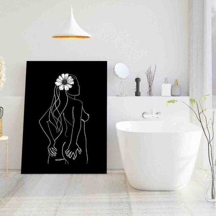 STRRAW Women Line Black Wall Art,Sexy Wall Print,Black White Sketch,Female Figure,Erotic Line Poster For Bedroom Home Decor Stretched And Framed Ready To Hang~8"X12" Canvas Print With Frame - Image 5
