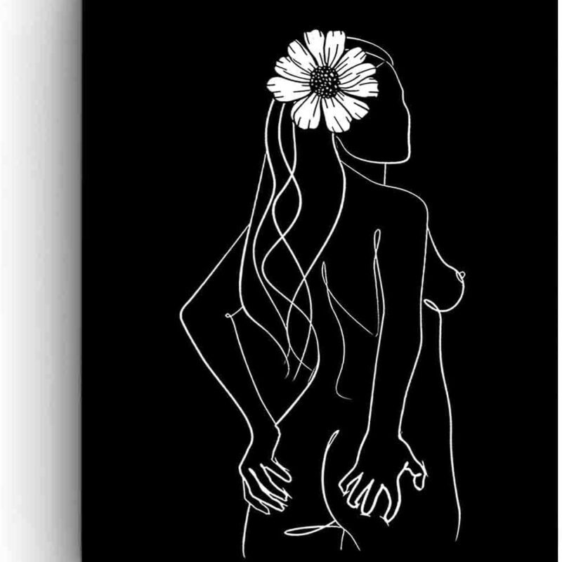STRRAW Women Line Black Wall Art,Sexy Wall Print,Black White Sketch,Female Figure,Erotic Line Poster For Bedroom Home Decor Stretched And Framed Ready To Hang~8"X12" Canvas Print With Frame