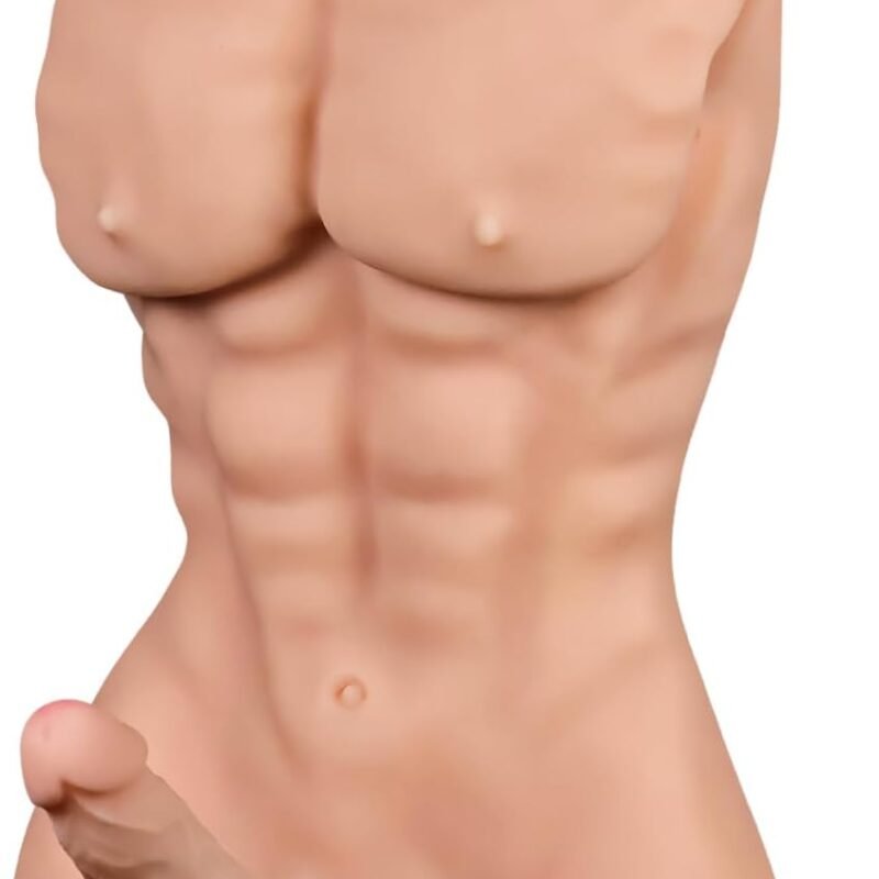 11.5 Lb Male Sex Doll Torso for Women & Gay Pleasure Silicone Toys with 7.5 Inch Flexible Bendable Huge Dildo & Soft Tight Anal & Flat Bottom for Riding Play 2 in 1 Unisex Tunnel Portable Masturbator