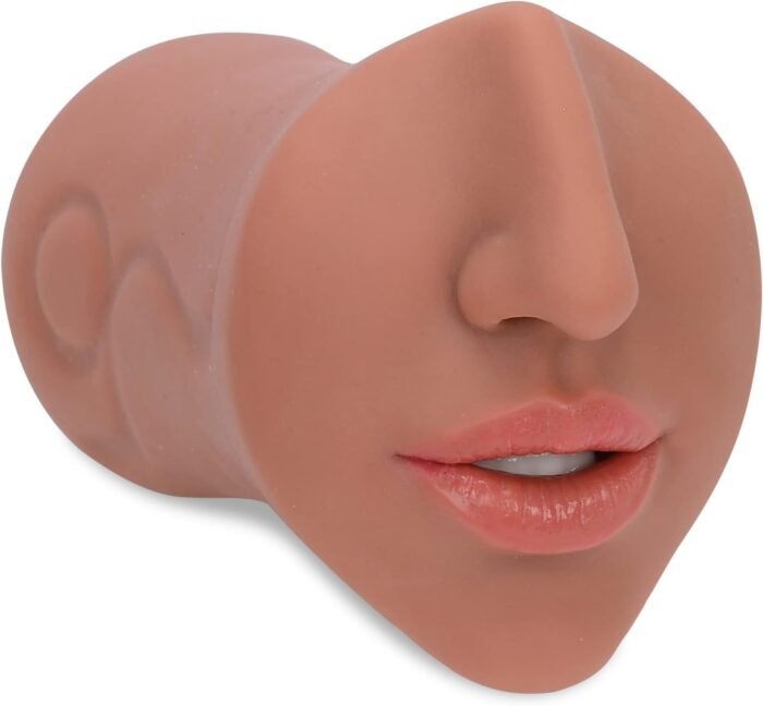 Male Masturbators Adult Sex Toys with Realistic Textured Blowjob Stroker Sleeve for Men Real Mouth Deep Throat Oral Sex for Man Masturbation Pleasure (Brown) - Image 2