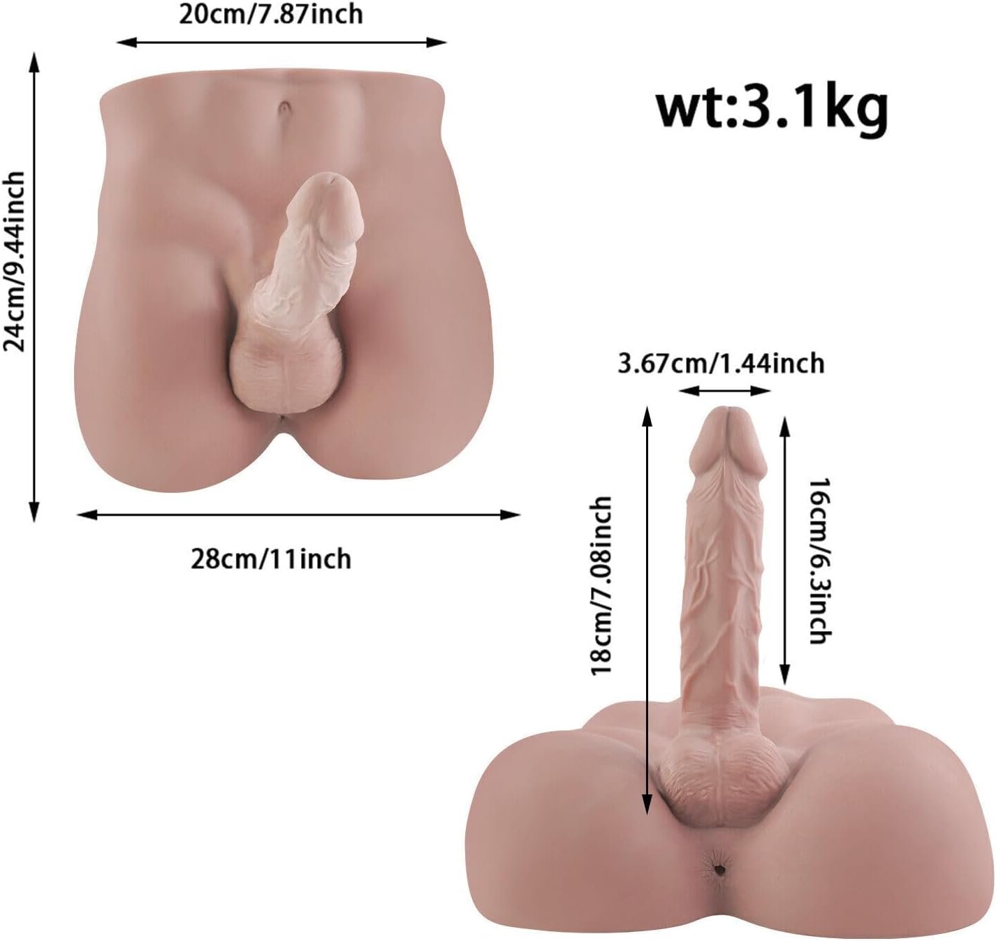 Torso Male Sex Doll for Women with Realistic Flexible Dildo and Tight Anal Unisex Masturbation Sex Dolls for Women Man and Gay Couple (for women) - Image 2