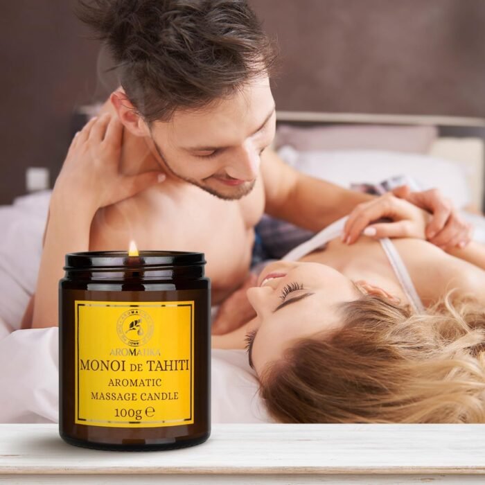 Scented Massage Candle Monoi de Tahiti - Soy Wax Candle 3.5Oz - Relaxing Massage Candle - Blend of Coconut & Almond & Monoi de Tahiti Oils - Vanilla Oleoresin - Skin Care - Beauty - Aromatherapy - Image 7