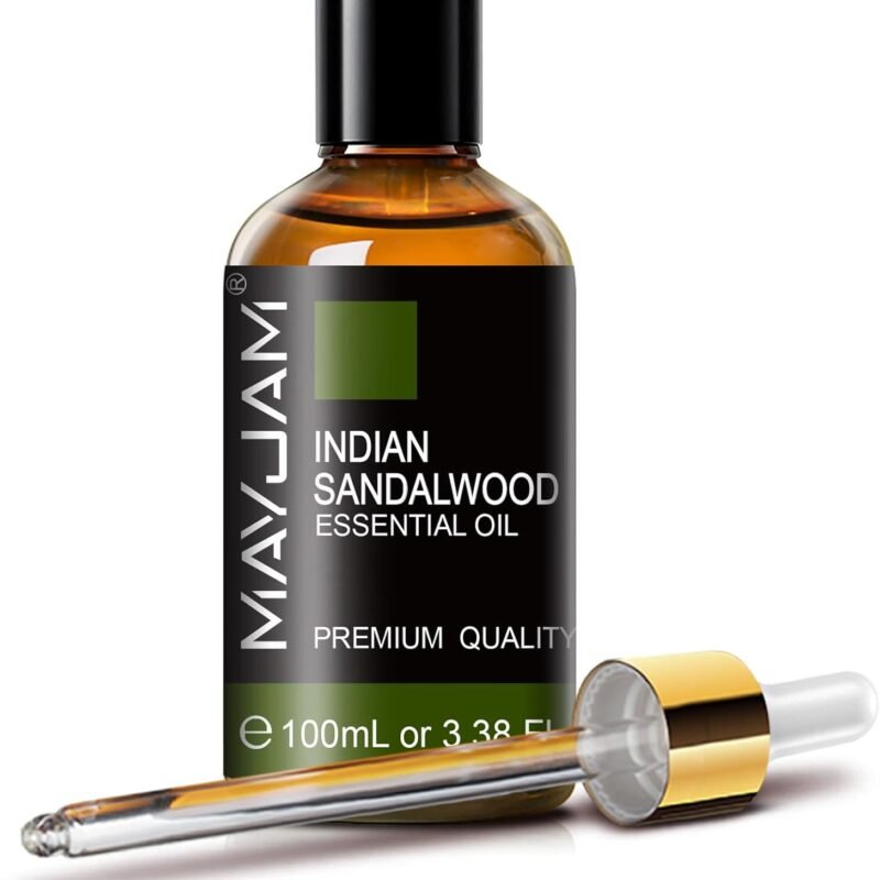Indian Sandalwood Essential Oils 3.38 FL.OZ Pure Indian Sandalwood Oil for Massage Skin Care Hair Care Diffuser Candle and Soap Making - 100ml
