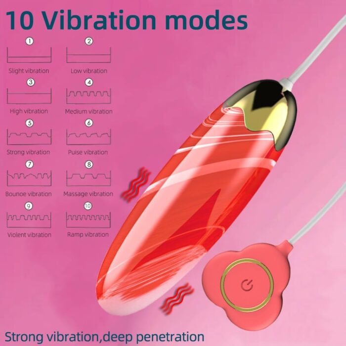 Bullet Vibrator with Wired Remote Control for G Spot Stimulation,Tracrod Wired Vibrating Eggs, Love Egg Balls with 10Vibration Patterns, Silicone Clitoral Massager Sex Toys for Women Couples (Red) - Image 2