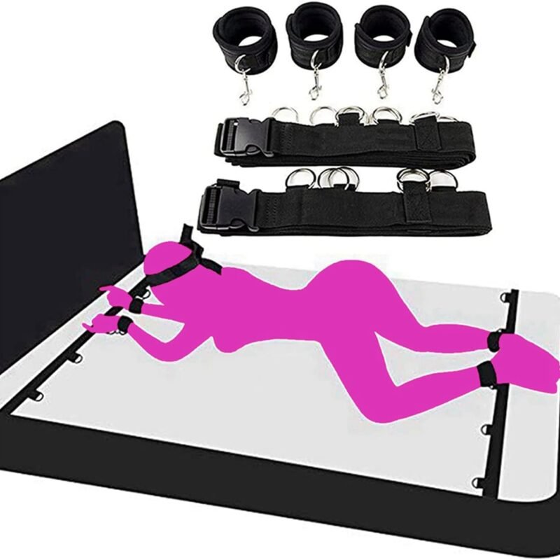 Bed Bondaged Restraints Sex Kit for Couples Under King Size Bed Sex Resistance Bands Bed Queen Sex Tied Down Straps for Adult Play Ankles and Wrists Sex Handcuffs Bedroom Blindfolds Toys Women Sweater