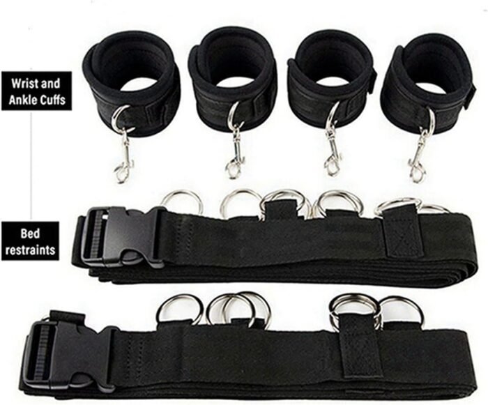 Bed Bondaged Restraints Sex Kit for Couples Under King Size Bed Sex Resistance Bands Bed Queen Sex Tied Down Straps for Adult Play Ankles and Wrists Sex Handcuffs Bedroom Blindfolds Toys Women Sweater - Image 7