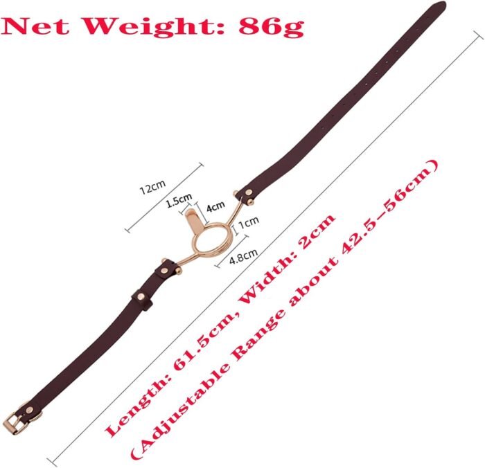 Leather Bondage Tongue Depressor Gag Mouth Gag BDSM Sex Toys for Men Women Couple Foreplay Adult Beginners Home Birthday Rose Gold Brown - Image 7