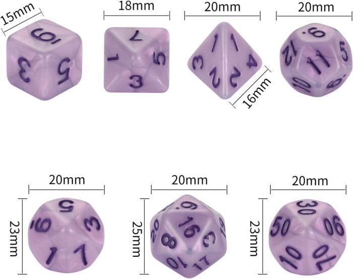 DND Dice, 5 x 7 Sets (35 Pieces) Polyhedron Dice for Dungeons & Dragons RPG MTG DND Tabletop Game with 1 Free Pouch D4 D8 D10 D12 D20 - Image 3