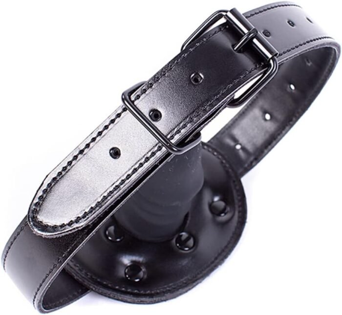 SM Realistic Penis Gag Sex Bondage Mouth Gag with Adjustable Leather Strap for Couple Restraint Set (Length: 6cm, Black) - Image 4