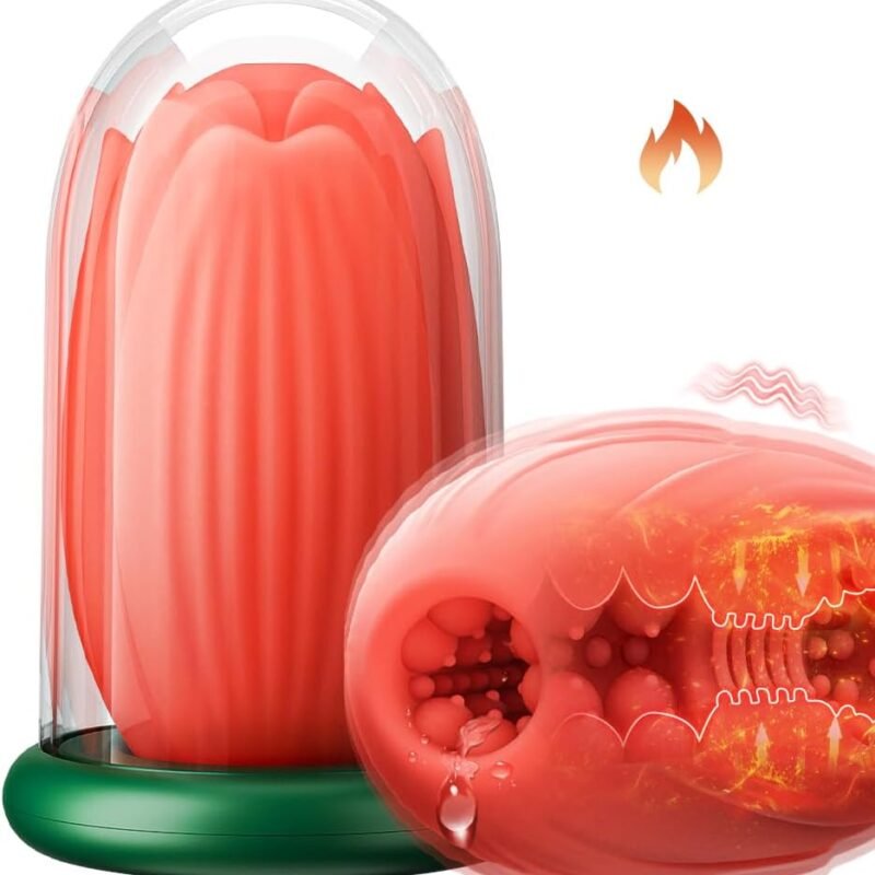 4 in 1 Male Masturbators Sex Toys for Men-Male Vibrator with Heating Rod & Realistic Fleshy Touch & 6 Vibration Modes Male Strokers Penis Masturbator Vibrating Pocket Pussy for Men