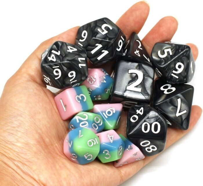 Dungeons and Dragons D&D Giant Black 25mm Polyhedral Dice Set - RPG Dice Bag, Pathfinder, MTG - Image 7