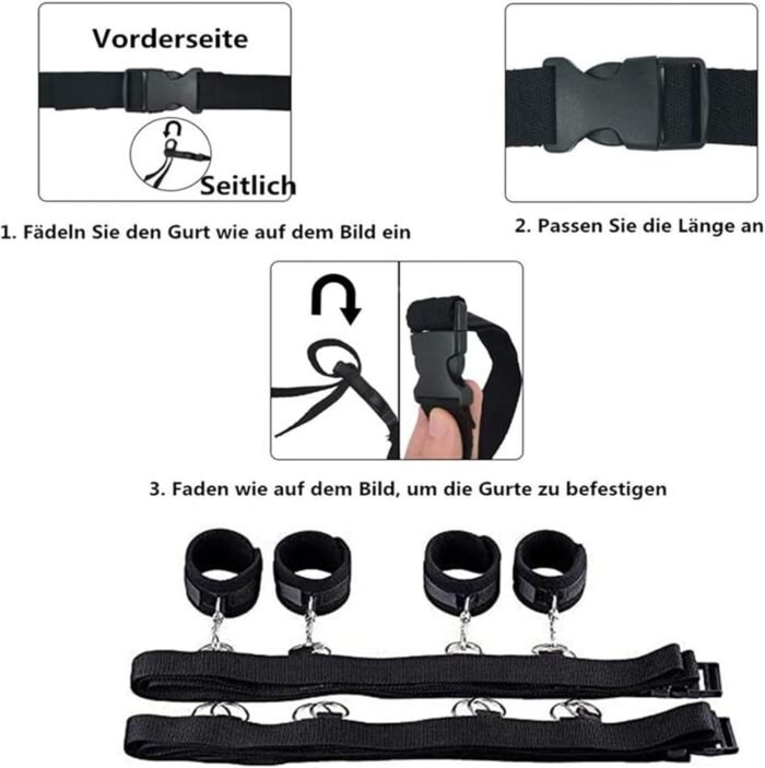 Sex Bondage Kit BDSM Restraints Toy with Adjustable Handcuffs Ankle Cuffs Kits Adult SM Straps Sets for Women's Pleasure and Couple Foreplay Sweaters YH-2098 - Image 3