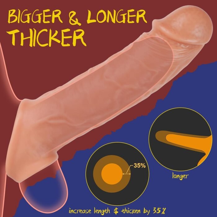 Vibrating Male Sex Toys Penis Extender Sleeve Set—Detachable Cock Sleeve Vibrator with 10 Vibrations, Realistic Penis Ring for Men Couples Penis Enlargement, Prolonged Erection - Image 4