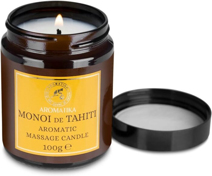 Scented Massage Candle Monoi de Tahiti - Soy Wax Candle 3.5Oz - Relaxing Massage Candle - Blend of Coconut & Almond & Monoi de Tahiti Oils - Vanilla Oleoresin - Skin Care - Beauty - Aromatherapy - Image 3