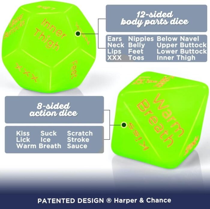 Harper & Chance Sex Dice Games for Adults Couples, Date Night Dice, 96 Foreplay Suggestions, 36 Sexual Positions...Glow in The Dark - Image 3