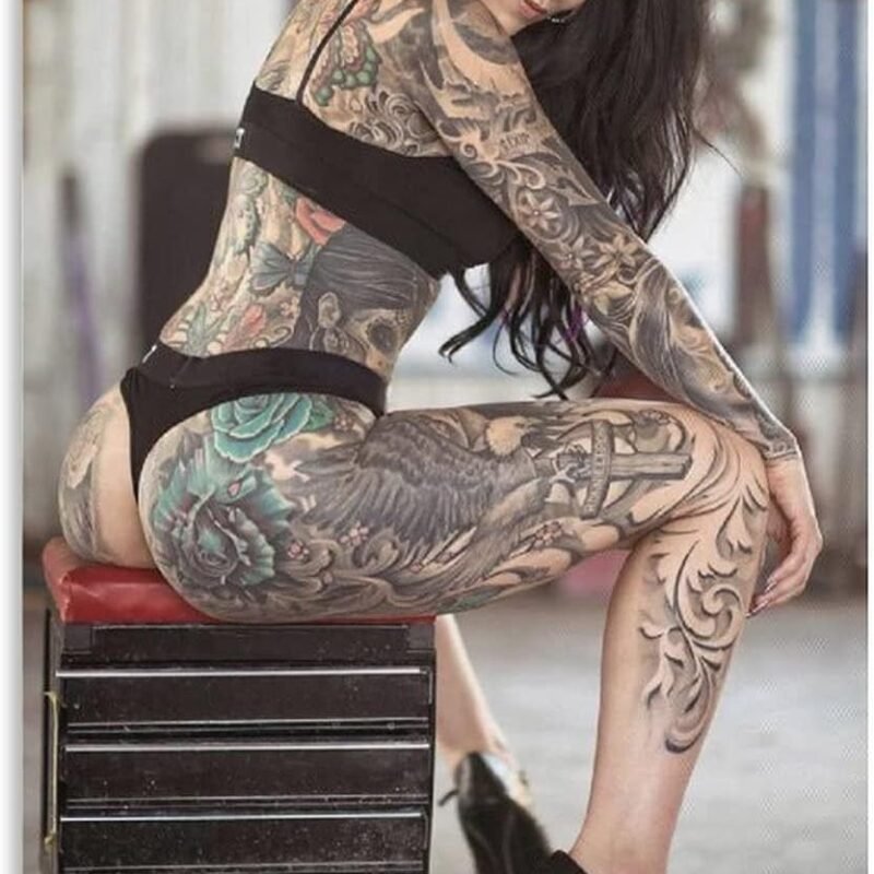 Classic Tattooed Nude Art Cool Wall Decorate Erotic Posters Print Canvas Poster Wall Art Party Birthday Gifts Indoor Decorations Suitable For Family Dormitory Office Bathroom -08x12inch(20x30cm)-Unframe-style9