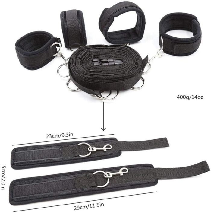 Bed Bondaged Restraints Sex Kit for Couples Under King Size Bed Sex Resistance Bands Bed Queen Sex Tied Down Straps for Adult Play Ankles and Wrists Sex Handcuffs Bedroom Blindfolds Toys Women Sweater - Image 5