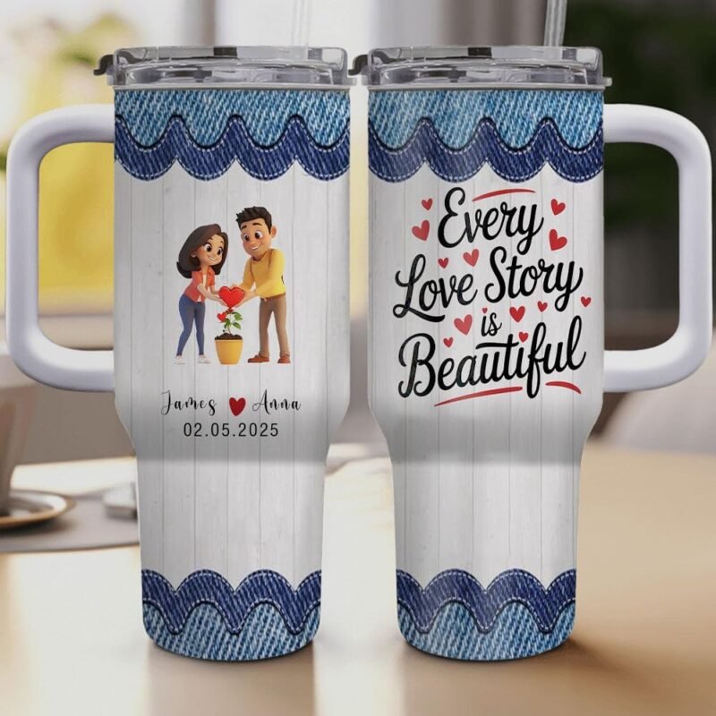 40oz Tumbler with Handle – Valentine's day massage-Personalized Couple Gift for Anniversary Wedding Gift, Birthday, Mother's Day, Valentine’s Day WKOrKc