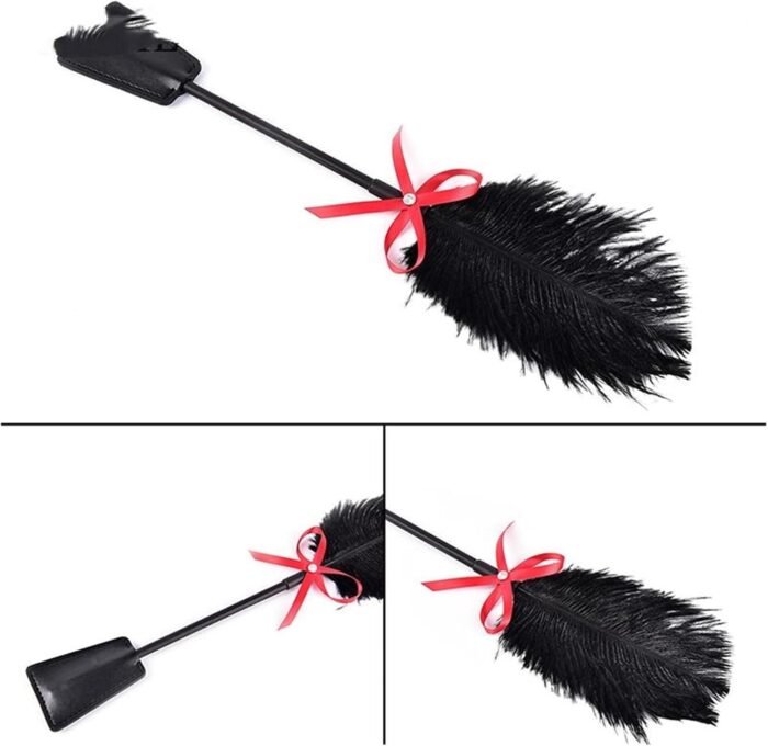 BDSM Feather Tickled Erotic Punish Fetish Leather Spanking Paddle Play Sex Toys for Lover Riding Crop Tools Red One Size - Image 5