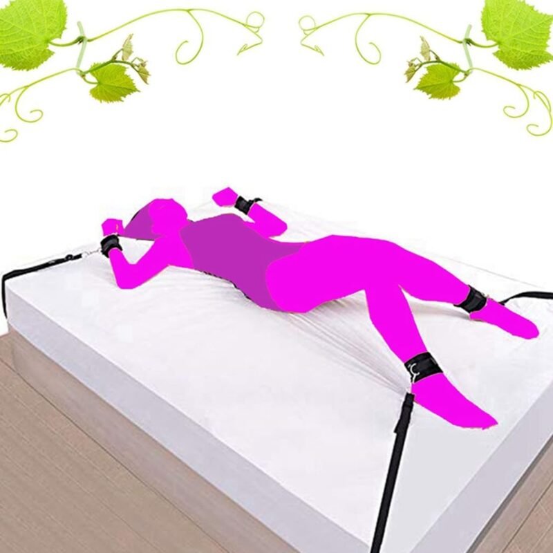 Bed Restraint for Queen Size Bed Straps for Adult Play King Size Bed Ties for Couples Wrist and Ankle Sex Play Handcuffs BDSM Furniture Bondage Restraints Sex Set for Bed Bondaged Kit Women Sweatshirt