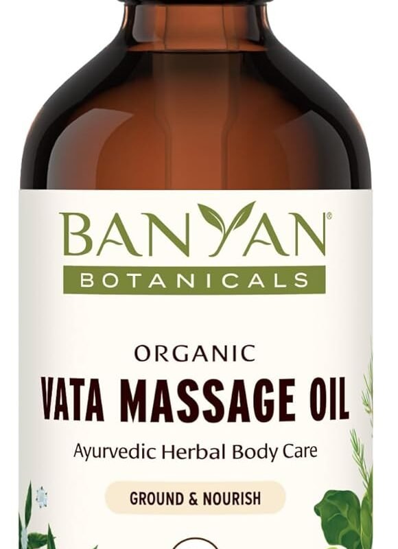 Banyan Botanicals Vata Massage Oil – Organic Herbal Massage Oil for Calm & Relaxation – Ayurvedic Oil with Organic Ashwagandha (Withania Somnifera) – 8 oz – Non-GMO Sustainably Sourced Abhyanga Oil