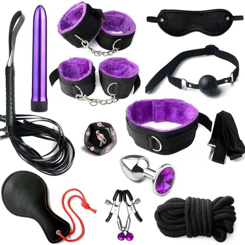 BDSM Bondage Restraints Kit Toys for Couples King Bed Ties Adult Play Cuffs for Ankles and Hands Bed Straps Adjustable Leg Spreader Bar Adult Play Restraints for Ankles and Wrist with Chain Sweatshirt