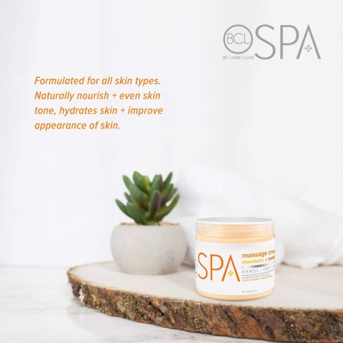 BCL SPA Massage Cream organic Mandarin + Mango body lotion with shea butter, aloe vera, peppermint, argan and jojoba oils, body cream to invigorate, hydrate and soften the skin. Home/Pro use 16 fl oz - Image 6