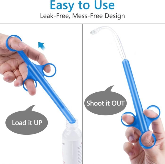 Lubricant Lube Applicator Syringes, Lubricant Tube Shooter with Smooth Rounded Cap for Men, Women & Couples, Reusable, Easy Use & Clean [10ml Scales] (Blue & Blue) - Image 4