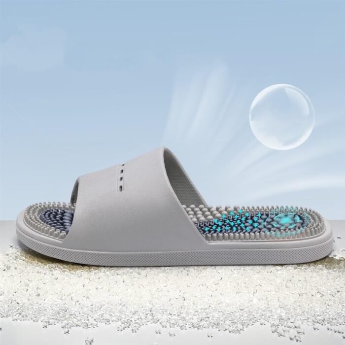 Reflexology Massage Slippers Men Women Acupressure Foot Open Toe Sandals Summer Couples Home Shower Shoes Relieves Nerve Tension and Pain in The Feet(Black,9.5/10) - Image 5