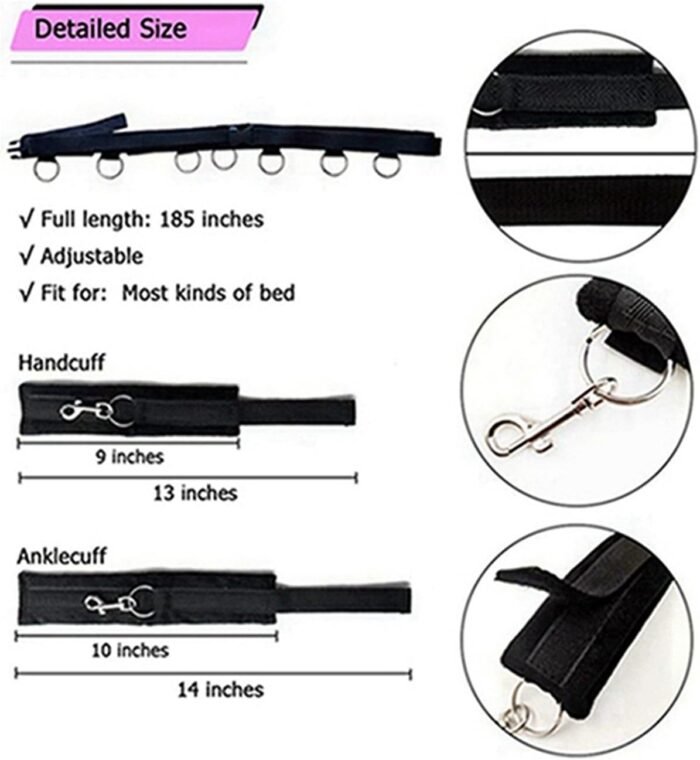 Bed Bondaged Restraints Sex Kit for Couples Under King Size Bed Sex Resistance Bands Bed Queen Sex Tied Down Straps for Adult Play Ankles and Wrists Sex Handcuffs Bedroom Blindfolds Toys Women Sweater - Image 2