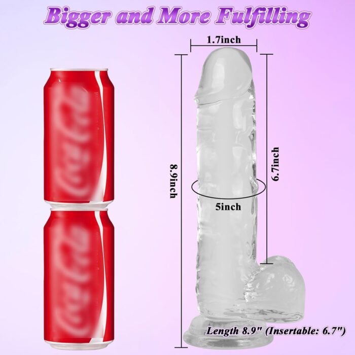 Strap On Dildo with Harness - Wearable Realistic 8.9-Inch Soft Clear Big Dildo with Strong Suction Cup for Female Masturbation, Lesbian Couples, and Gay Pleasure - Image 6