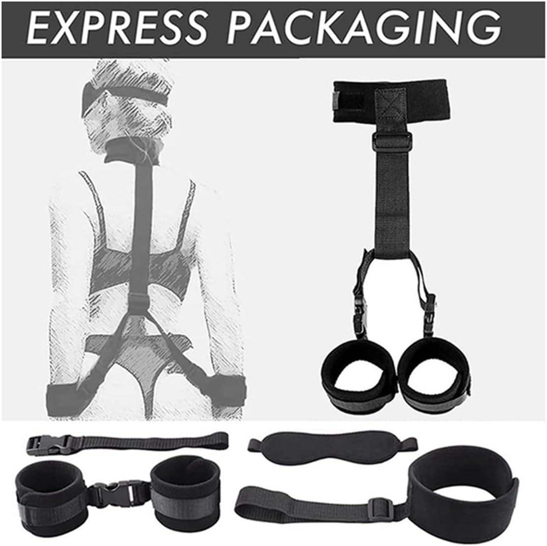 Bondaged Kits Adult Bed Restraint Sex Bonding Straps for Couples Adjustable Wrist Ankle Cuffs Sex Hand Ties for Adult Play Women Restraints Spreaders Bar Legs and Arms for Bedroom Toys Sweater - Image 3
