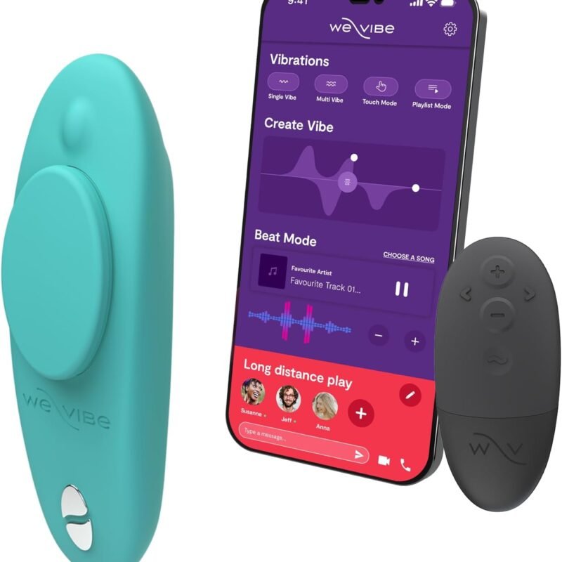 We-Vibe Moxie Wearable Lay On Panty Vibrator | Remote & App Control Vibrating Sex Toy for Couples | Clitoral Stimulator with 10 Intensity Levels | Adult Sexual Pleasure Tools | Waterproof | Aqua