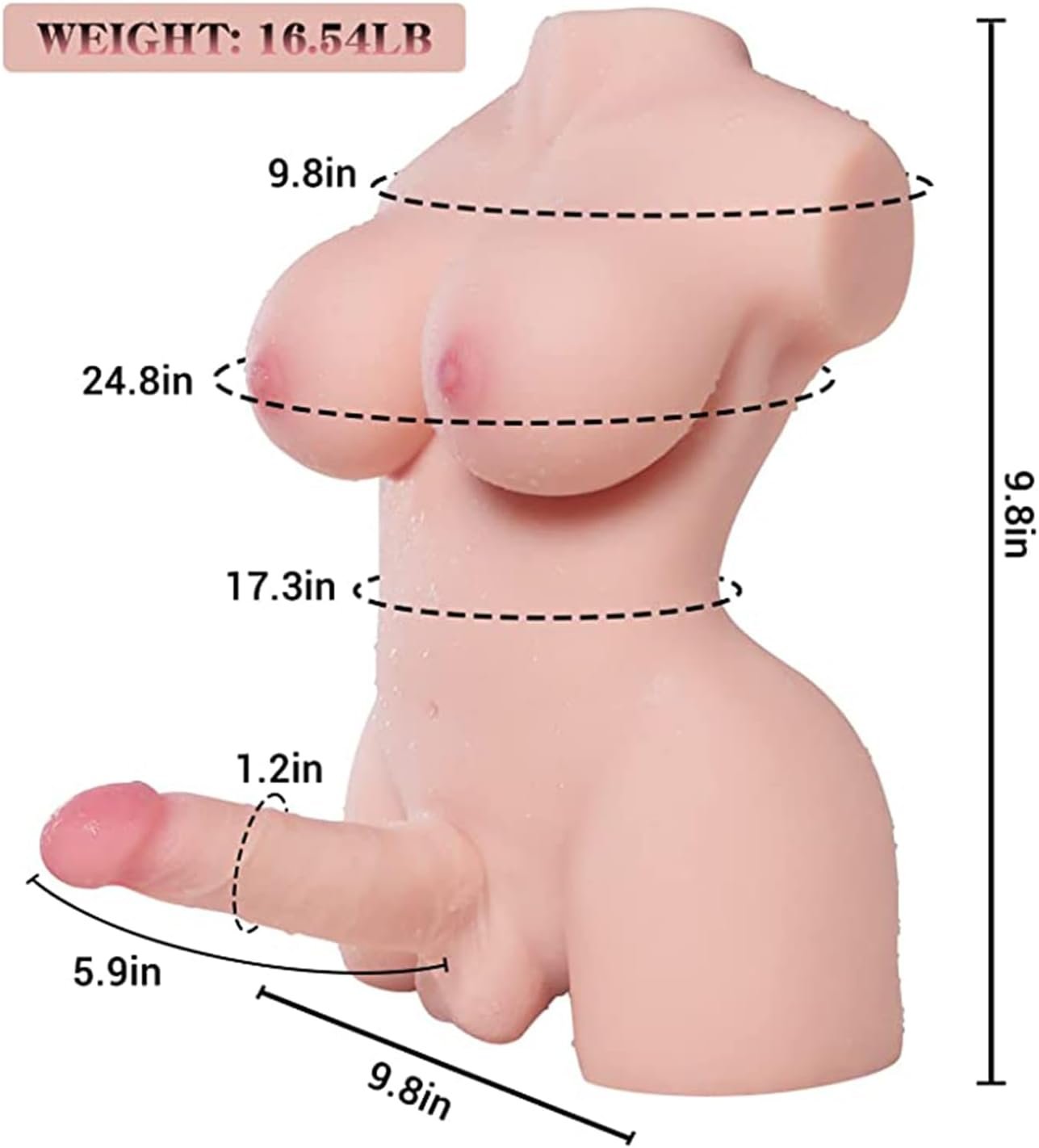 Shemale Sex Doll 16.54 LB - Realistic Trans Sex Doll Torso, Lifelike Sex Torso with Huge Dildo & Tits & Anus, 3D Unisex Torso Sex Toy for Women & Men & Couples, Transsexual Adult Toys Torso Penis - Image 2