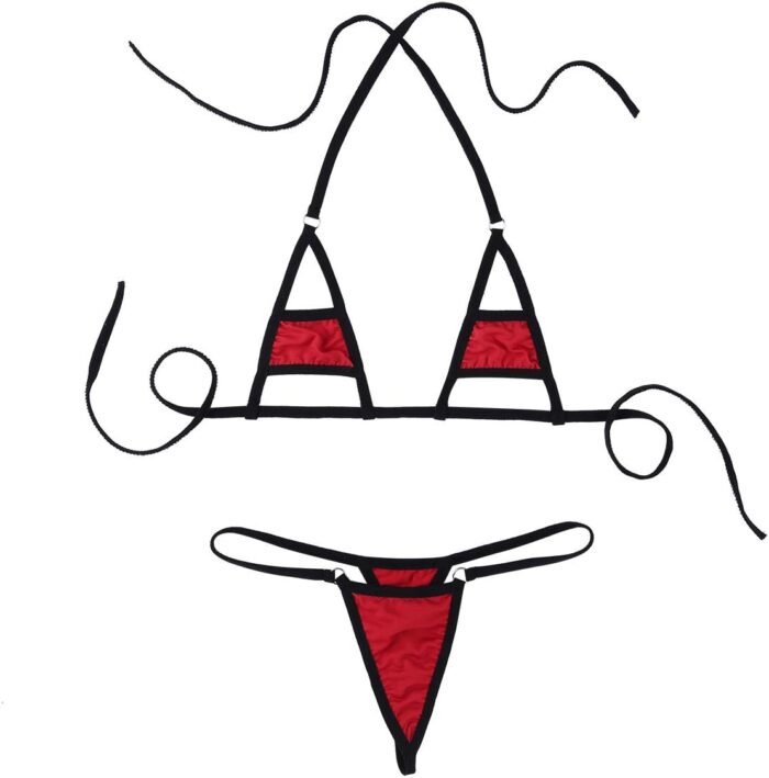 Women 2 Pieces Mini Bikini Set Sexy Cut Out Swimwear Halter Micro Lingerie Tie String Swimsuit - Image 4