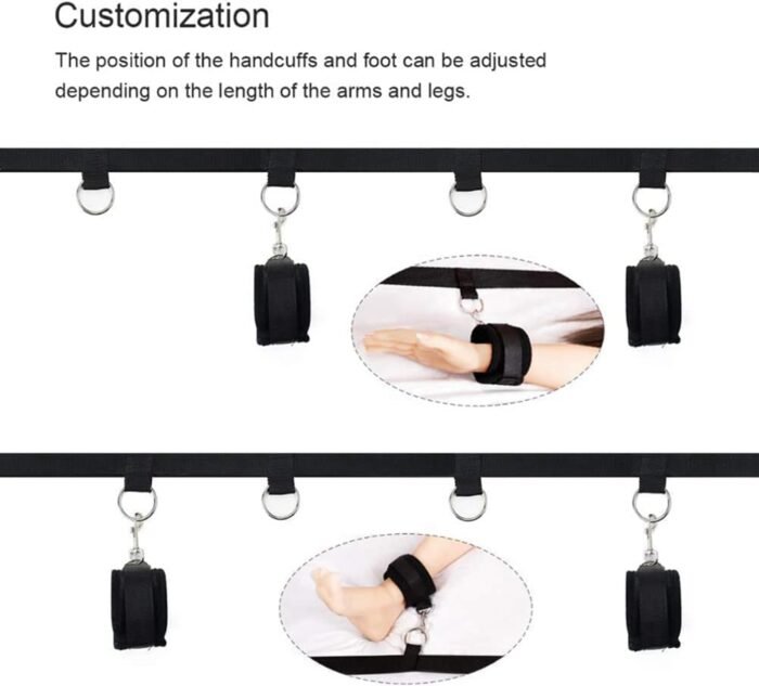 Bed Bondaged Restraints Sex Kit for Couples Under King Size Bed Sex Resistance Bands Bed Queen Sex Tied Down Straps for Adult Play Ankles and Wrists Sex Handcuffs Bedroom Blindfolds Toys Women Sweater - Image 4