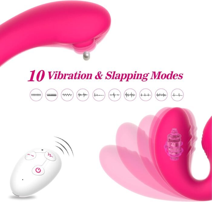 G Spot Clitoral Vibrator for Women and Lesbian-Remote Control Double Ended Strapless Dildo with 10 Flapping&Vibrating Modes,Waterproof Clitoral Stimulator Versatile Adult Sex Toy - Image 4