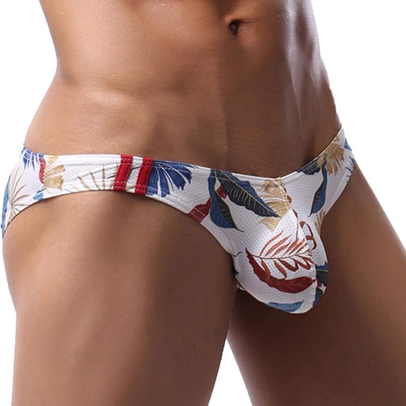 Men's Triangle Bikinis Underwear Hawaiian Tropical Print Stretch Briefs Breathable Comfortable Pouch Swimsuit