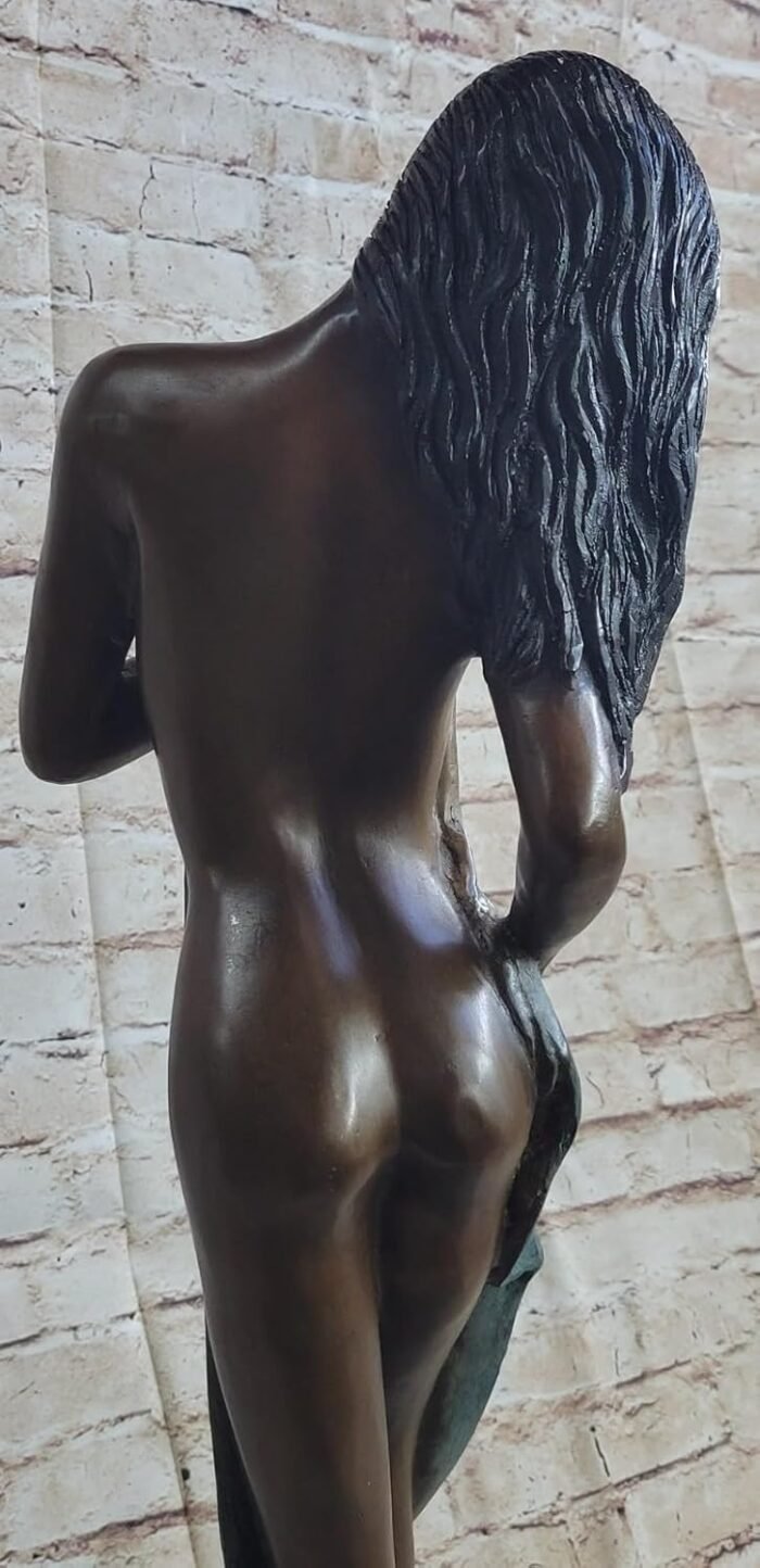 Vintage Art Nouveau Style Bronze & Marble Victorian Lady Erotic Semi Nude Statue Decorative Gift Home Sale by Exotic Bronze - Image 6