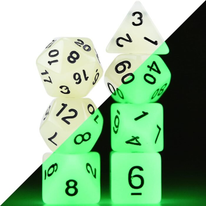 Glow in The Dark DND Dice Set 11 x 7 Polyhedral Dice (77pcs) for Dungeons and Dragons Tabletop Role-Playing Games, with a Drawstring Bag - Image 8