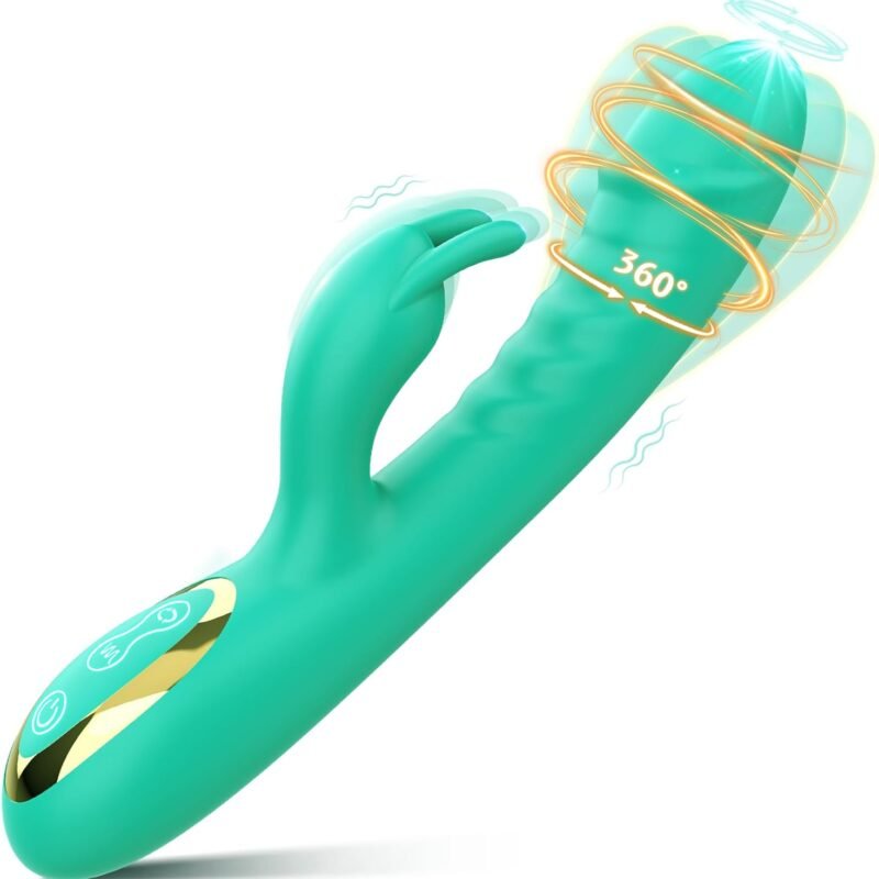 Vibrator Rabbit Sex Toys with 10 Vibrating Modes & 3 Rotating Modes, Clitoris G-spot Vibrator for Breast Nipples Vaginal Butt Plug Stimulation, Realistic Dildos Adult Toy for Women (Robin Egg Blue)