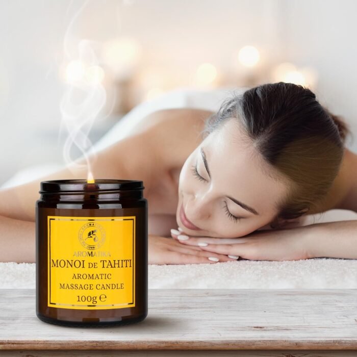 Scented Massage Candle Monoi de Tahiti - Soy Wax Candle 3.5Oz - Relaxing Massage Candle - Blend of Coconut & Almond & Monoi de Tahiti Oils - Vanilla Oleoresin - Skin Care - Beauty - Aromatherapy - Image 8