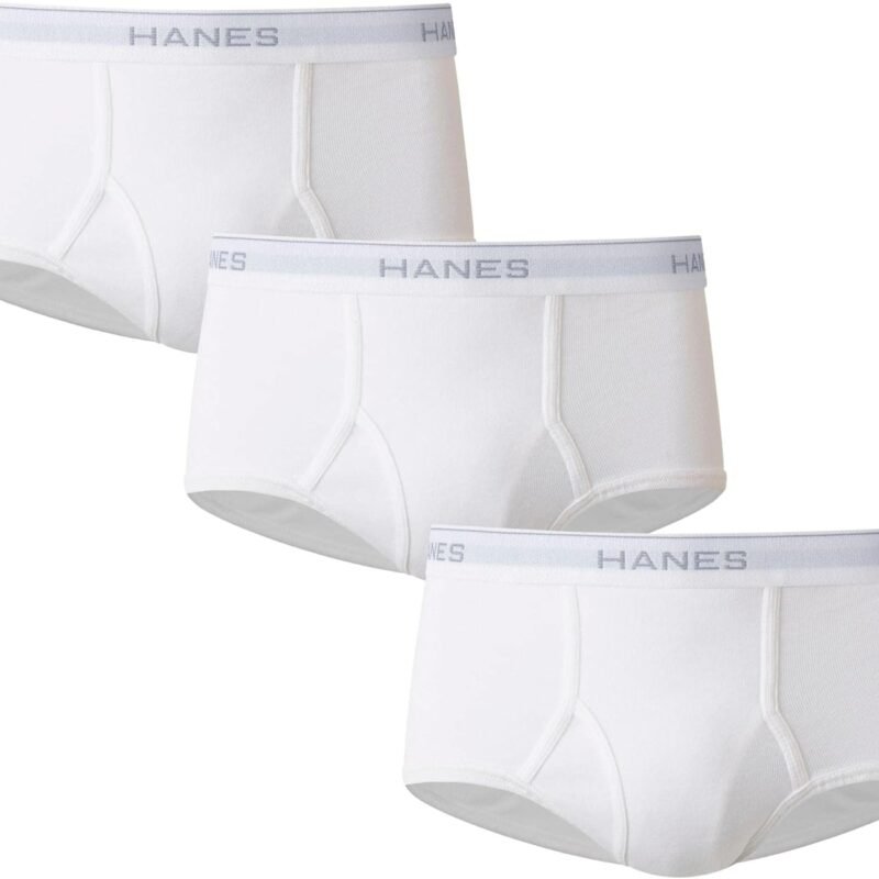 Hanes Men's Moisture-Wicking Cotton Briefs, Available in White and Black, Multi-Packs Available
