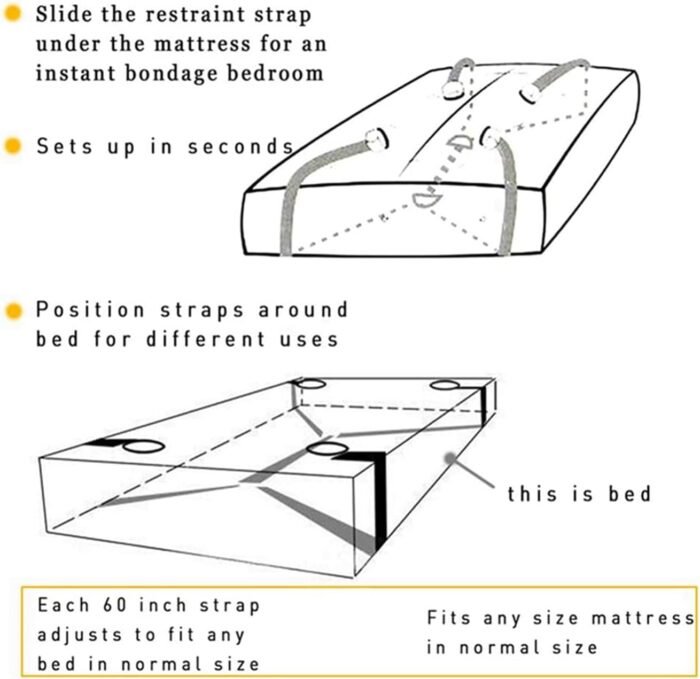 Bed Straps Restraints Sex King Bindage Kit Adjustable Wrist and Ankle Restraints Bondaged Rope Cord & Rope Sex Ties for Ankles and Wrists Sex Resistance Bands with Ankle Strap BDSM Sweater - Image 2