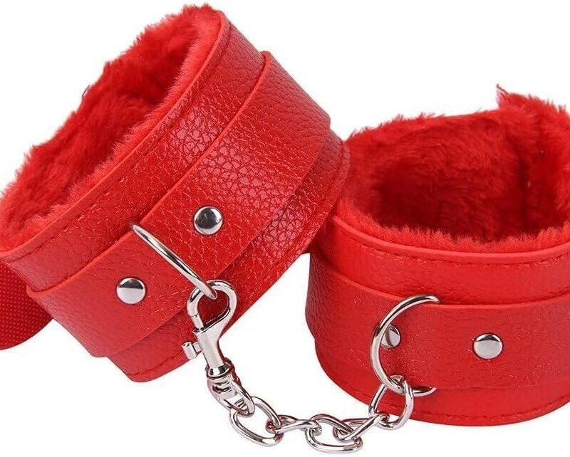 Upgrade 1Set Red Bondage Kit Sex Handcuffs for Fuzzy Handcuff Set for Bedroom Sex Accessories for Couples Adults Hand Leg Cuffs Couple Under Queen Bed Sex Furniture Couples Kinky Play Sweater E2