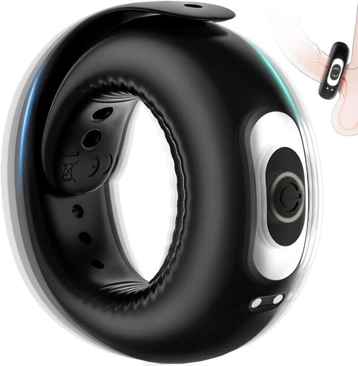 Vibrating Penis Ring with Adjustable Buckle, 10 Vibration Modes, Adorime Rechargable Penis Vibrator Stretchy Silicone Cock Ring for Erection Stimulating Pleasure Enhance, Sex Toys for Men and Couples