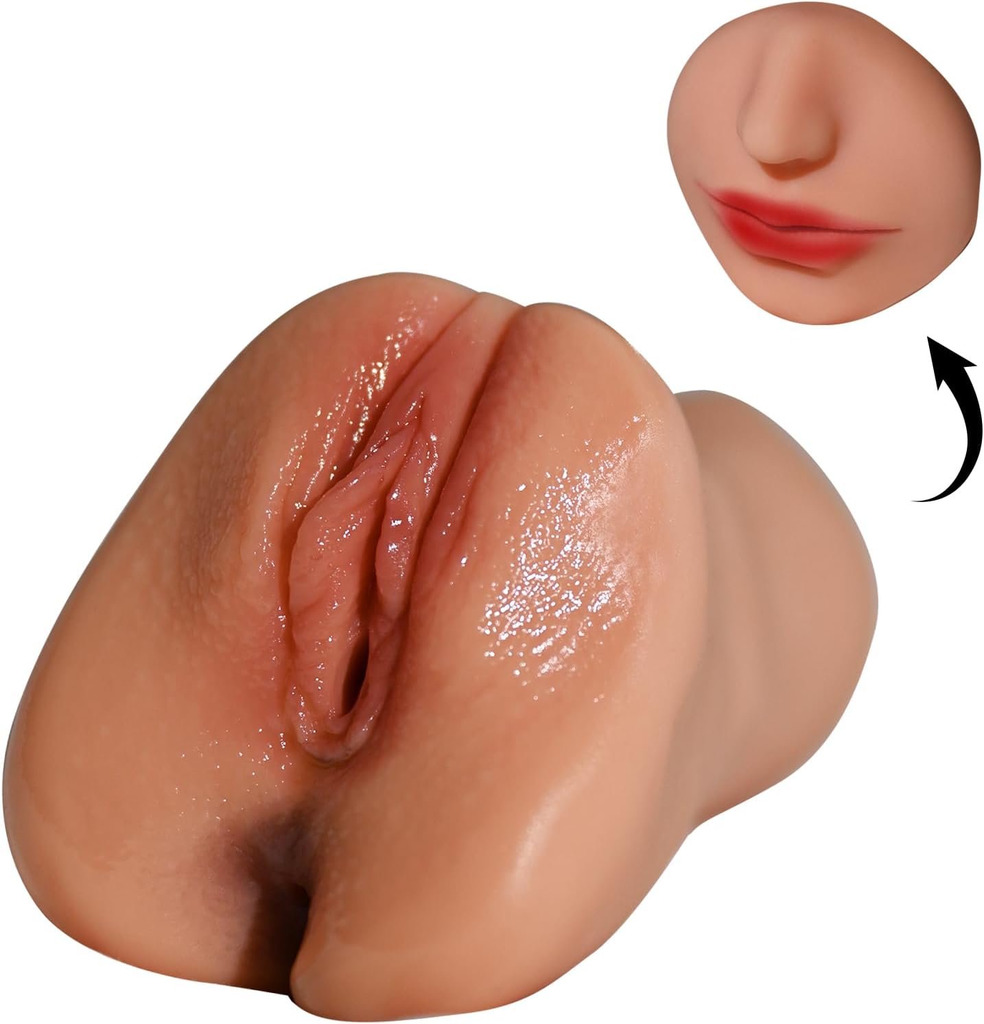 Sex Doll with Realistic Textured Mouth Vagina and Tight Anus, 3 in 1 Pocket Pussy Male Masturbators with Lifelike Face, Masturbator Deep Throat Oral Adult Sex Toys for Men Masturbation - Image 4