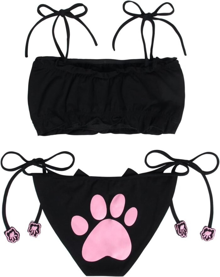 JustinCostume Women's Cosplay Lingerie Set Kitten Keyhole Cute Sexy Outfit - Image 2