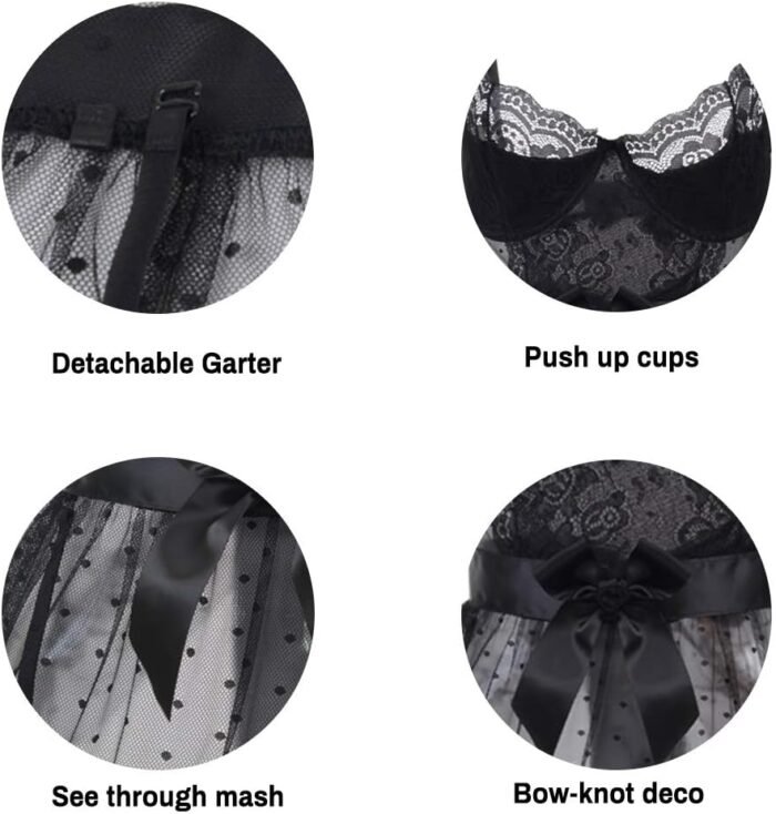 LINGERLOVE Babydoll Lingerie Nightdress for Women Plus Size Sexy Underwire Lace Chemise Sleepwear - Image 2